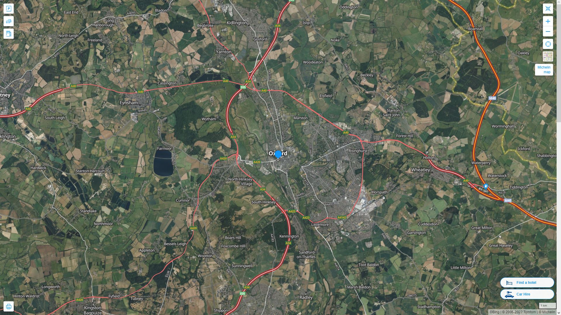 Oxford Highway and Road Map with Satellite View